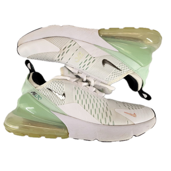 Nike Air Max 270 White Green Women Size 7 Low Top Lace Up Running Walking Gym - Picture 6 of 11